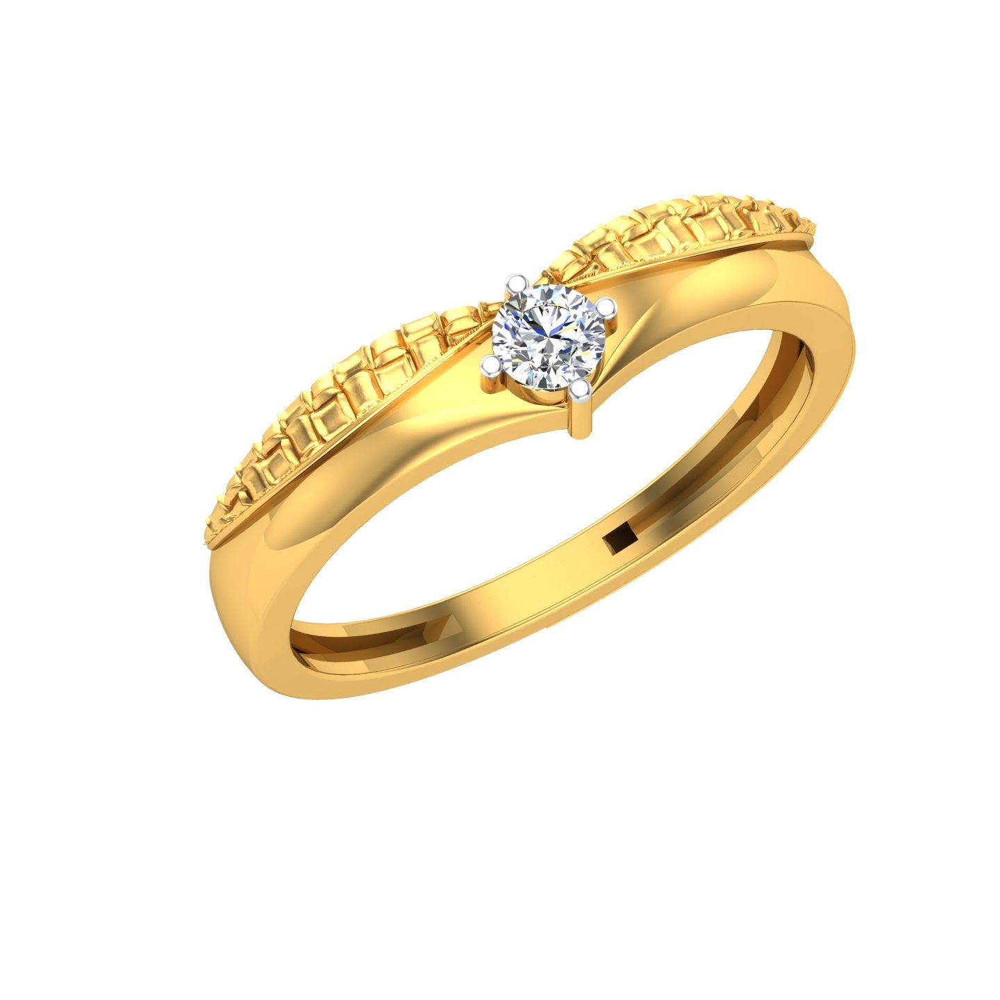 Golden Feather Solitaire Ring