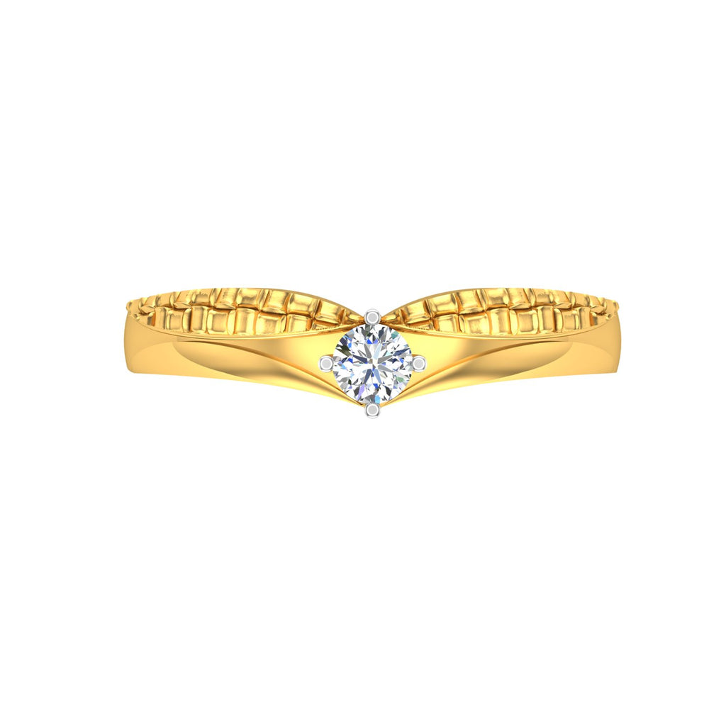 Golden Feather Solitaire Ring