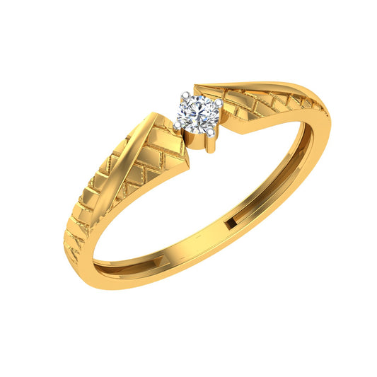 Golden Lattice Solitaire Ring