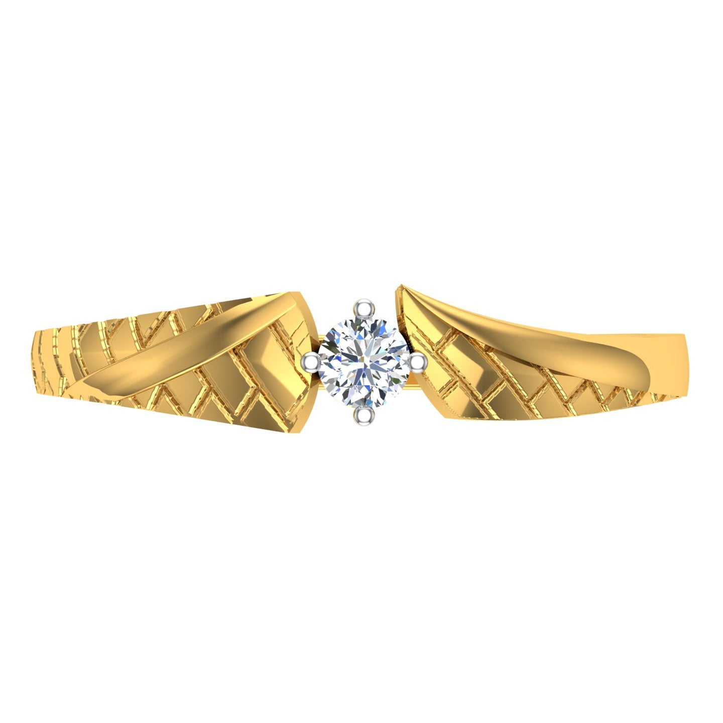 Golden Lattice Solitaire Ring