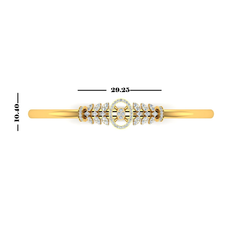 Diamond Leaf-Motif Oval Bangle