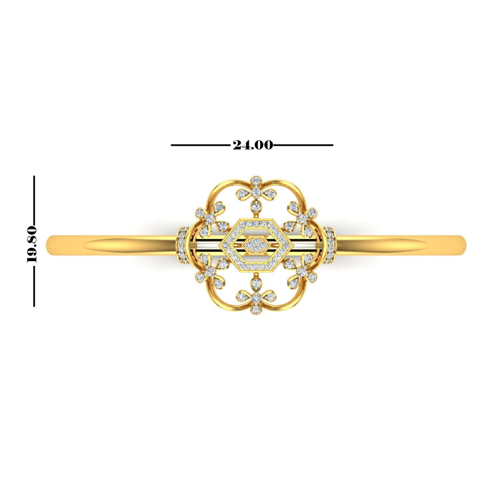 Floral Diamond Oval Bangle Bracelet