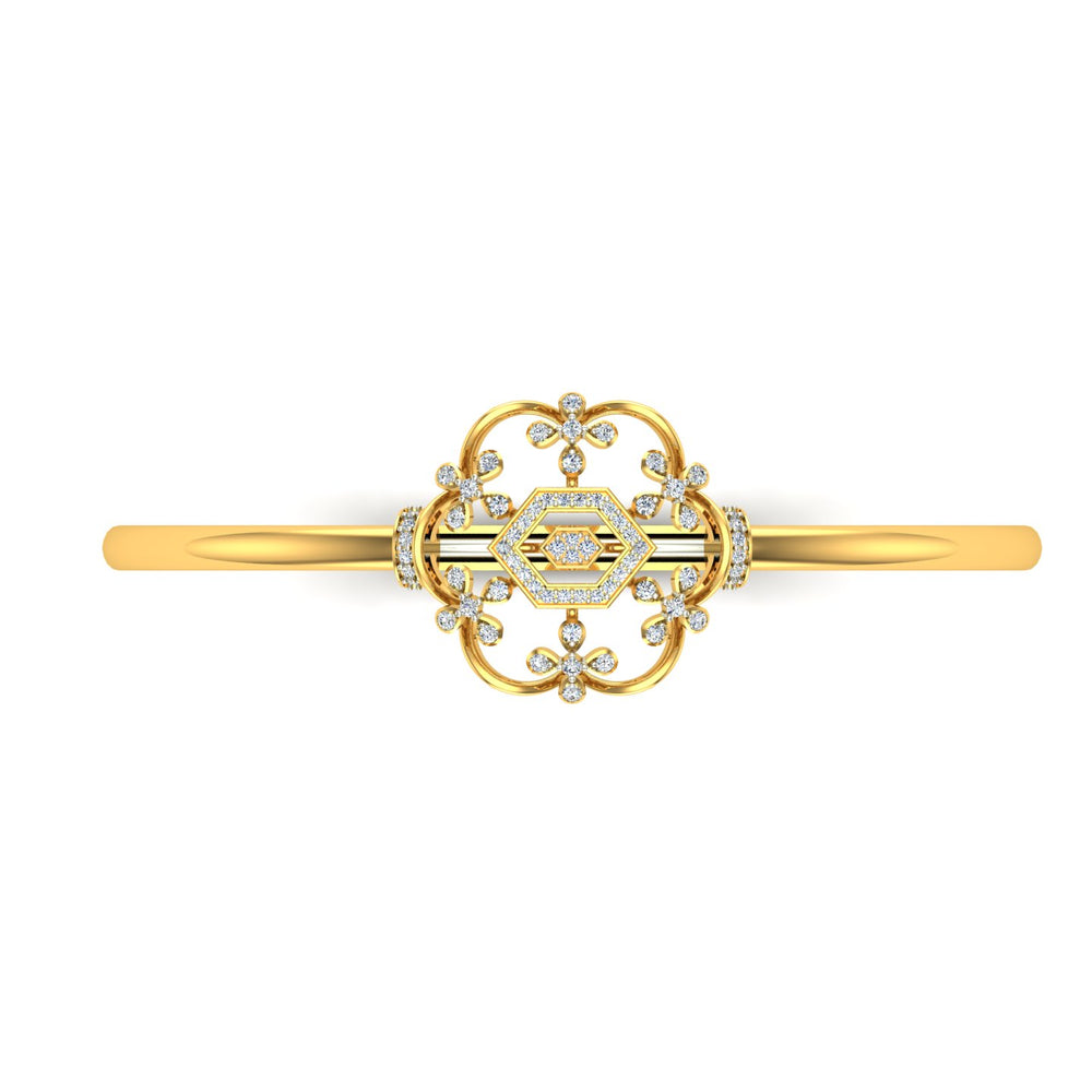 Floral Diamond Oval Bangle Bracelet