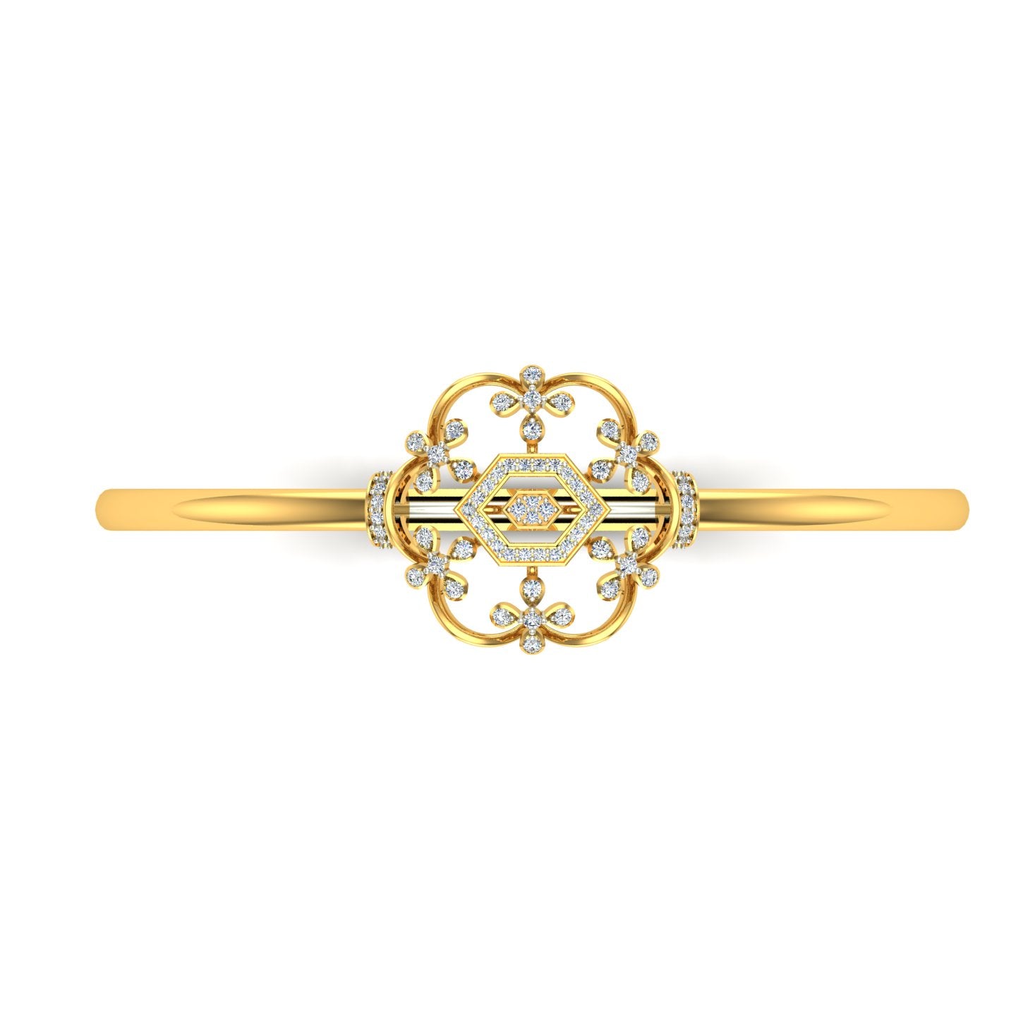 Floral Diamond Oval Bangle Bracelet