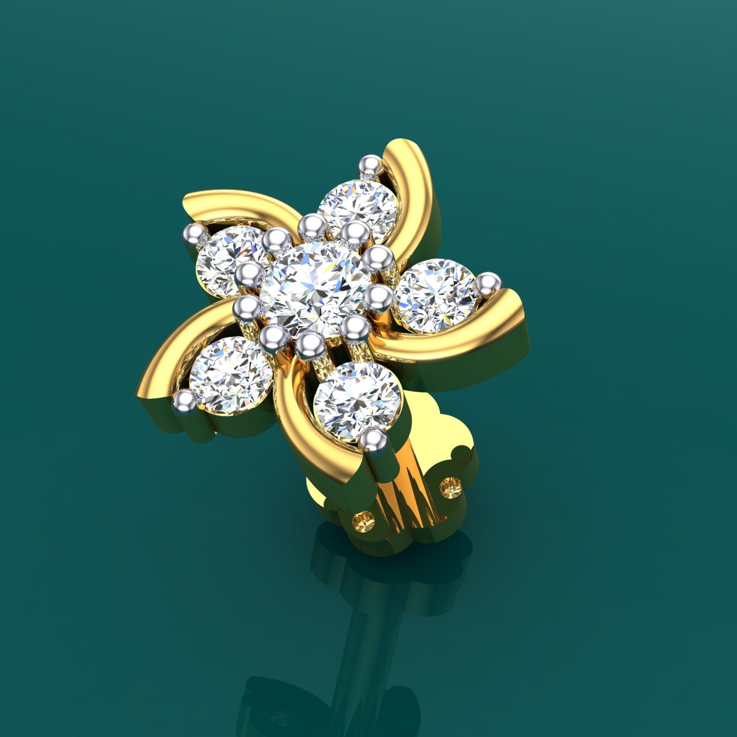 Floral Twist Diamond Nose Pin