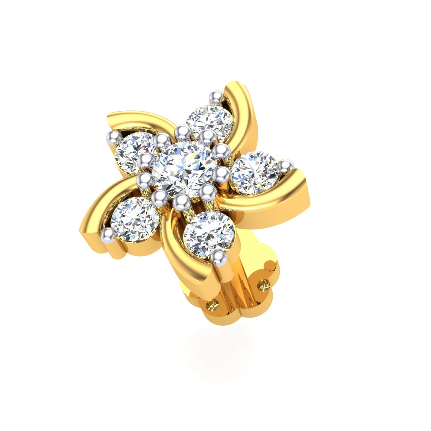 Floral Twist Diamond Nose Pin