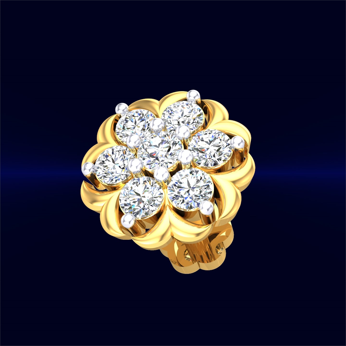 Golden Rosette Diamond Nose Pin