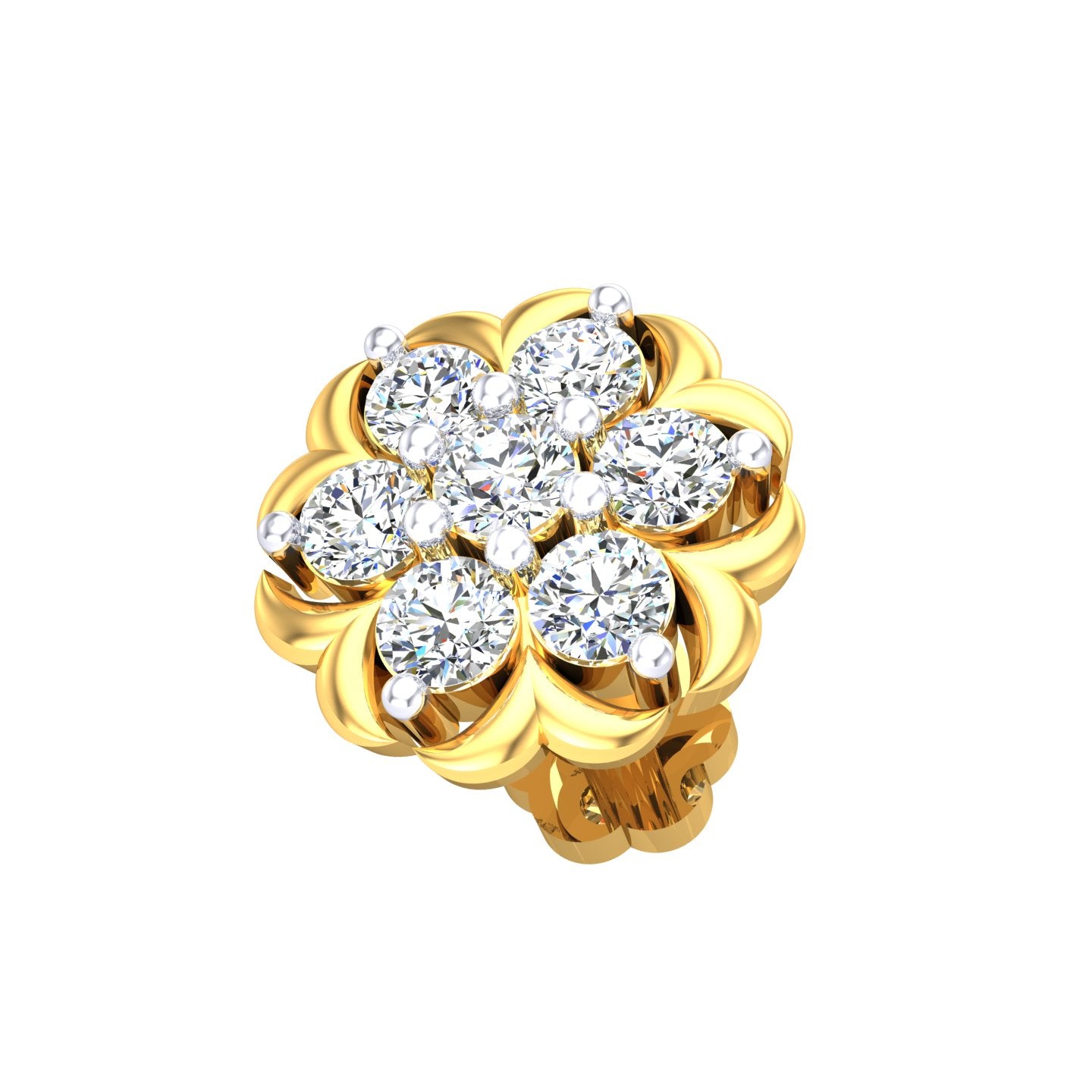 Golden Rosette Diamond Nose Pin