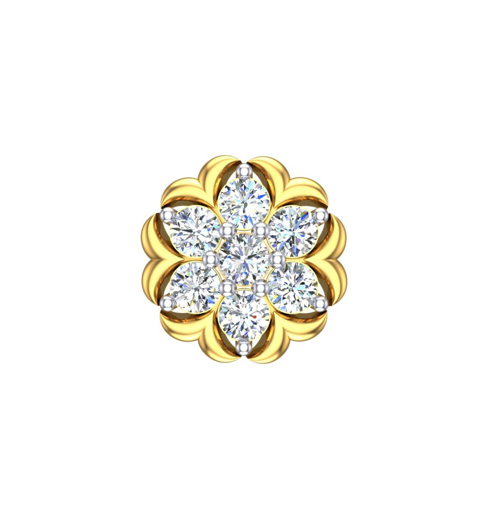 Golden Rosette Diamond Nose Pin