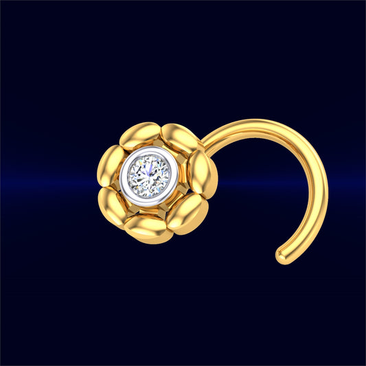 Golden Daisy Solitaire Nose Ring