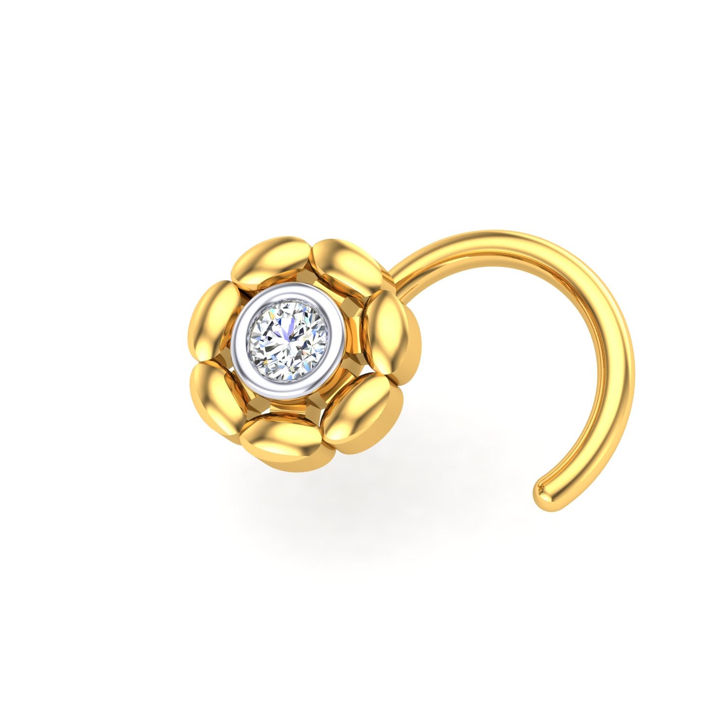Golden Daisy Solitaire Nose Ring