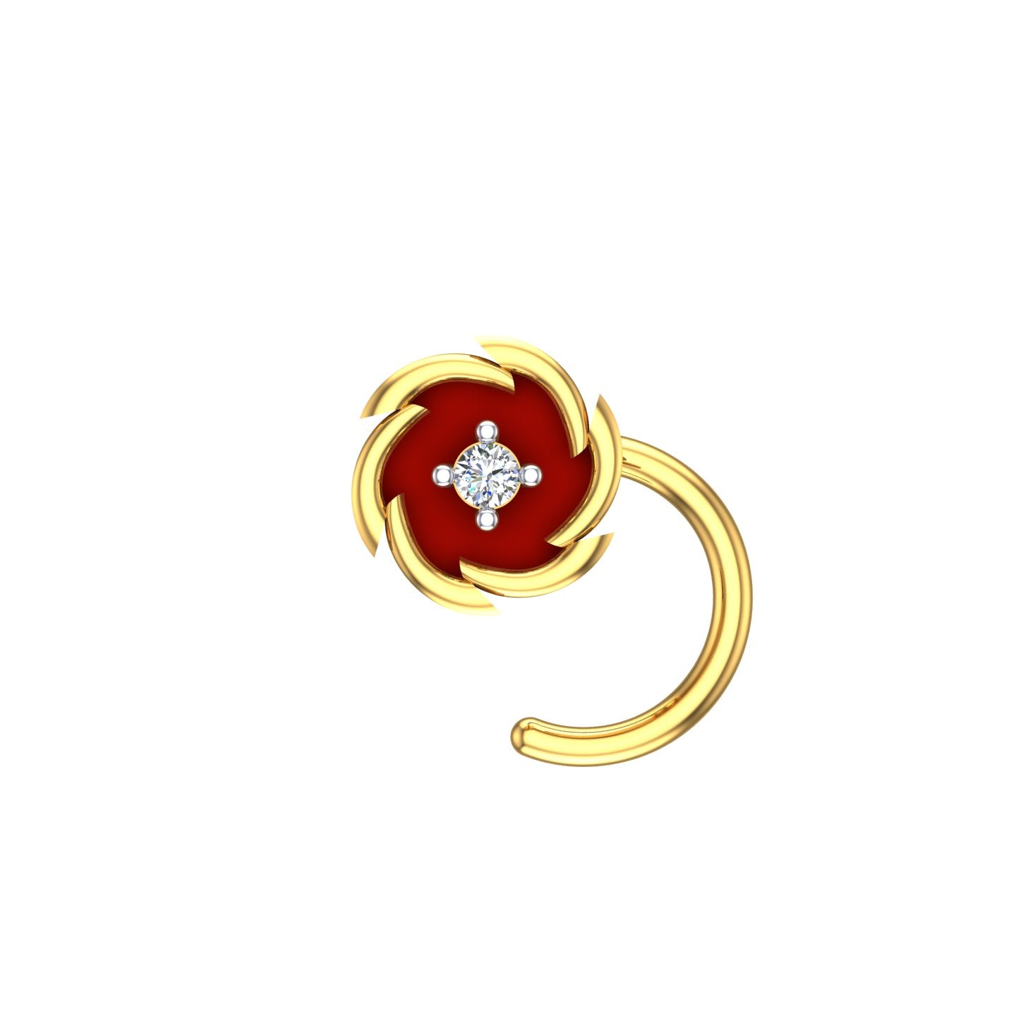 Crimson Halo Diamond Nose Pin