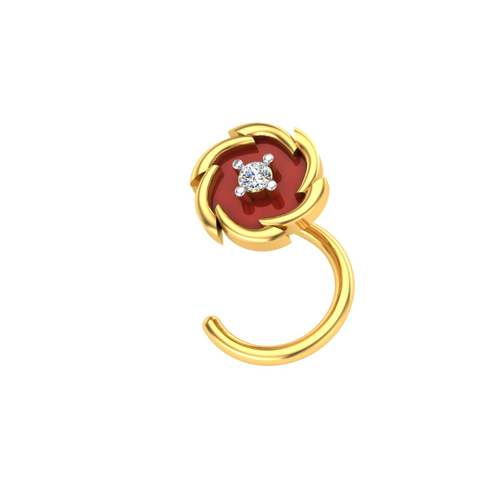 Crimson Halo Diamond Nose Pin