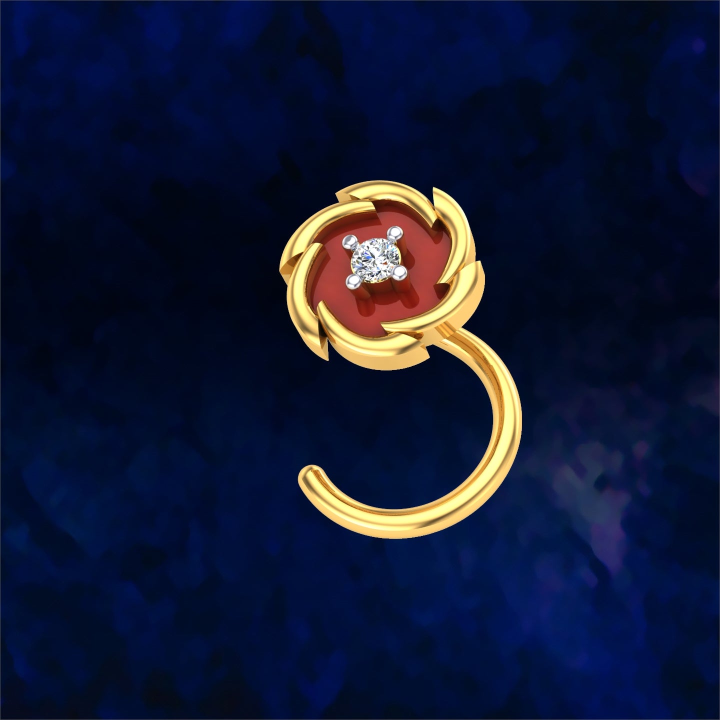 Crimson Halo Diamond Nose Pin