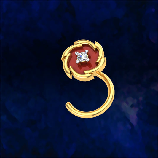 Crimson Halo Diamond Nose Pin