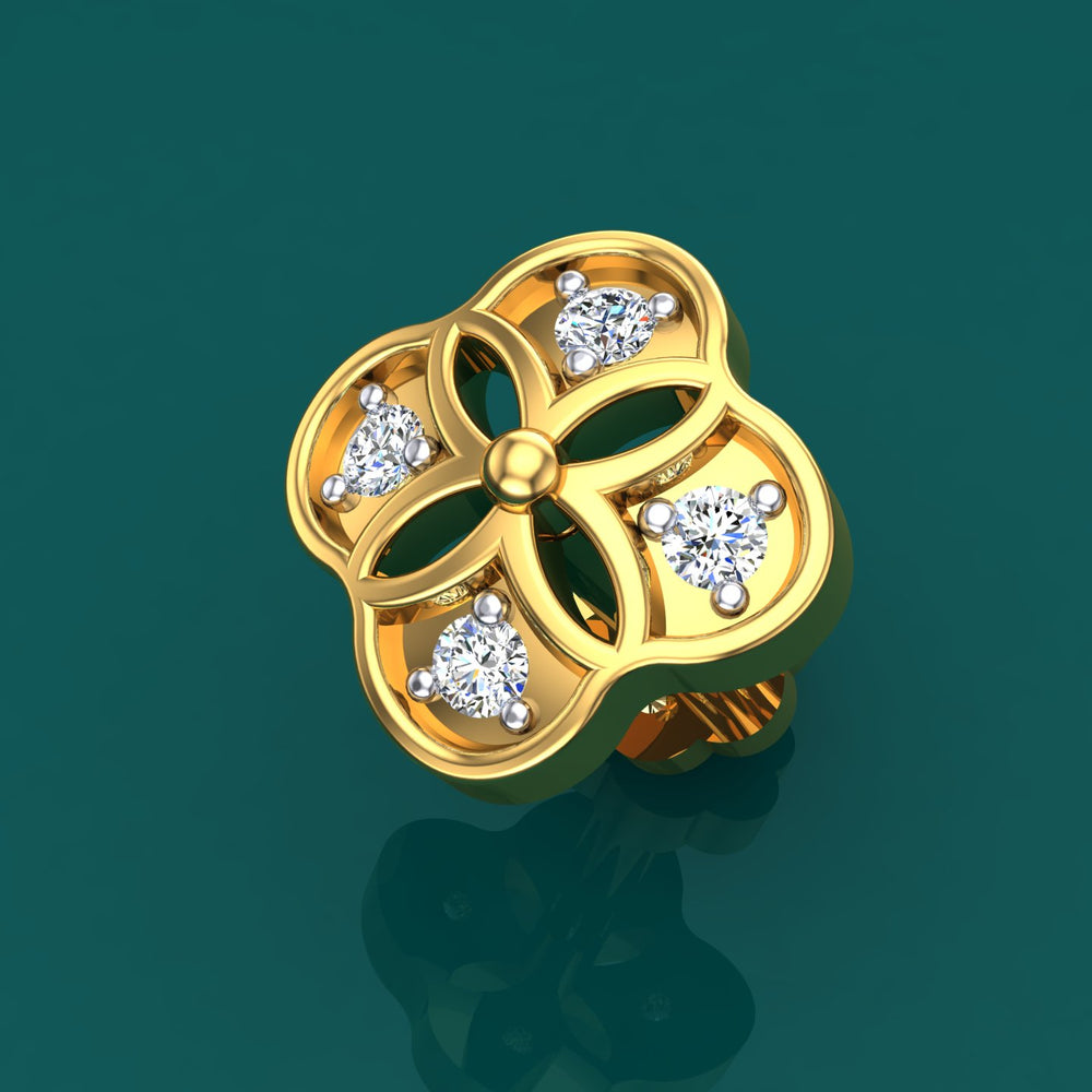 Golden Petal Diamond Nose Pin