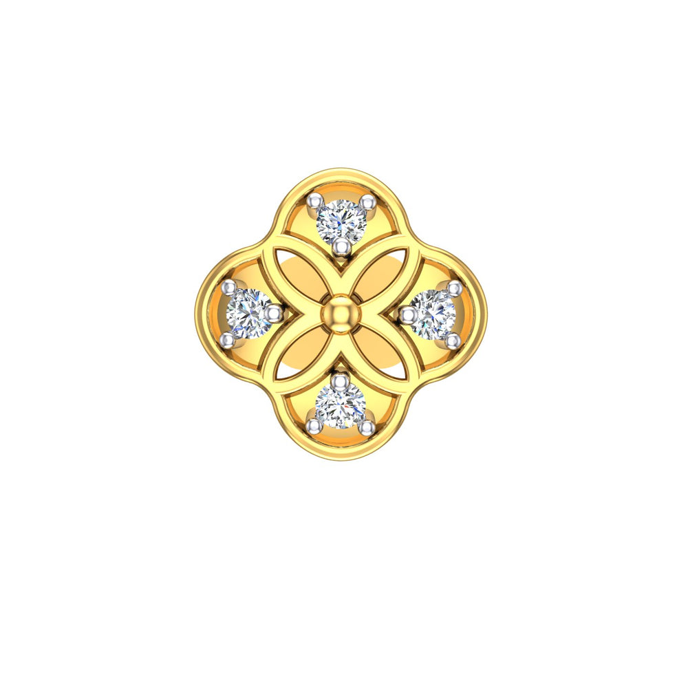 Golden Petal Diamond Nose Pin