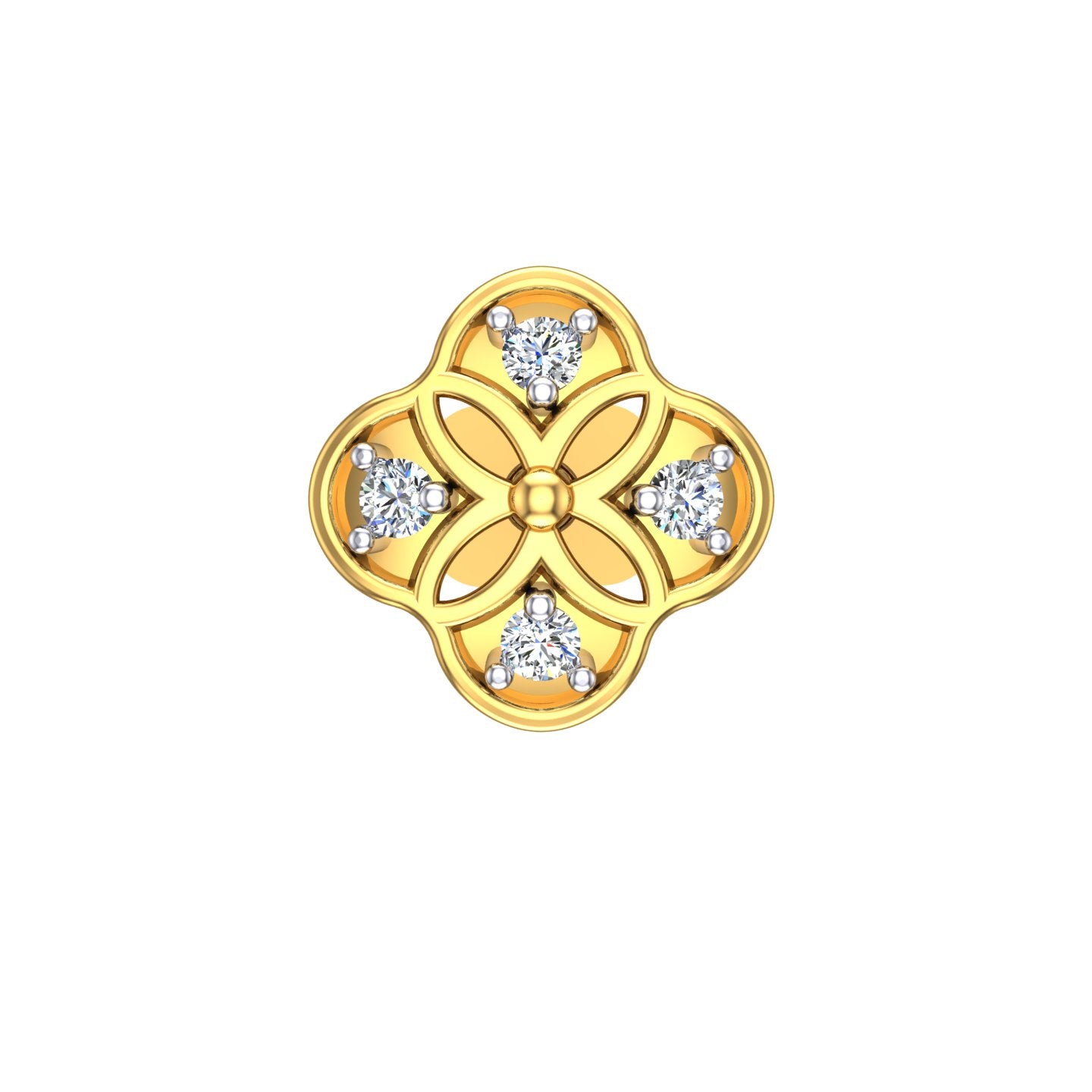 Golden Petal Diamond Nose Pin
