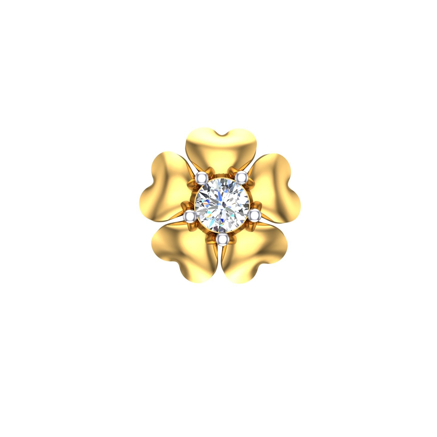 Golden Solitaire Blossom Nose Pin