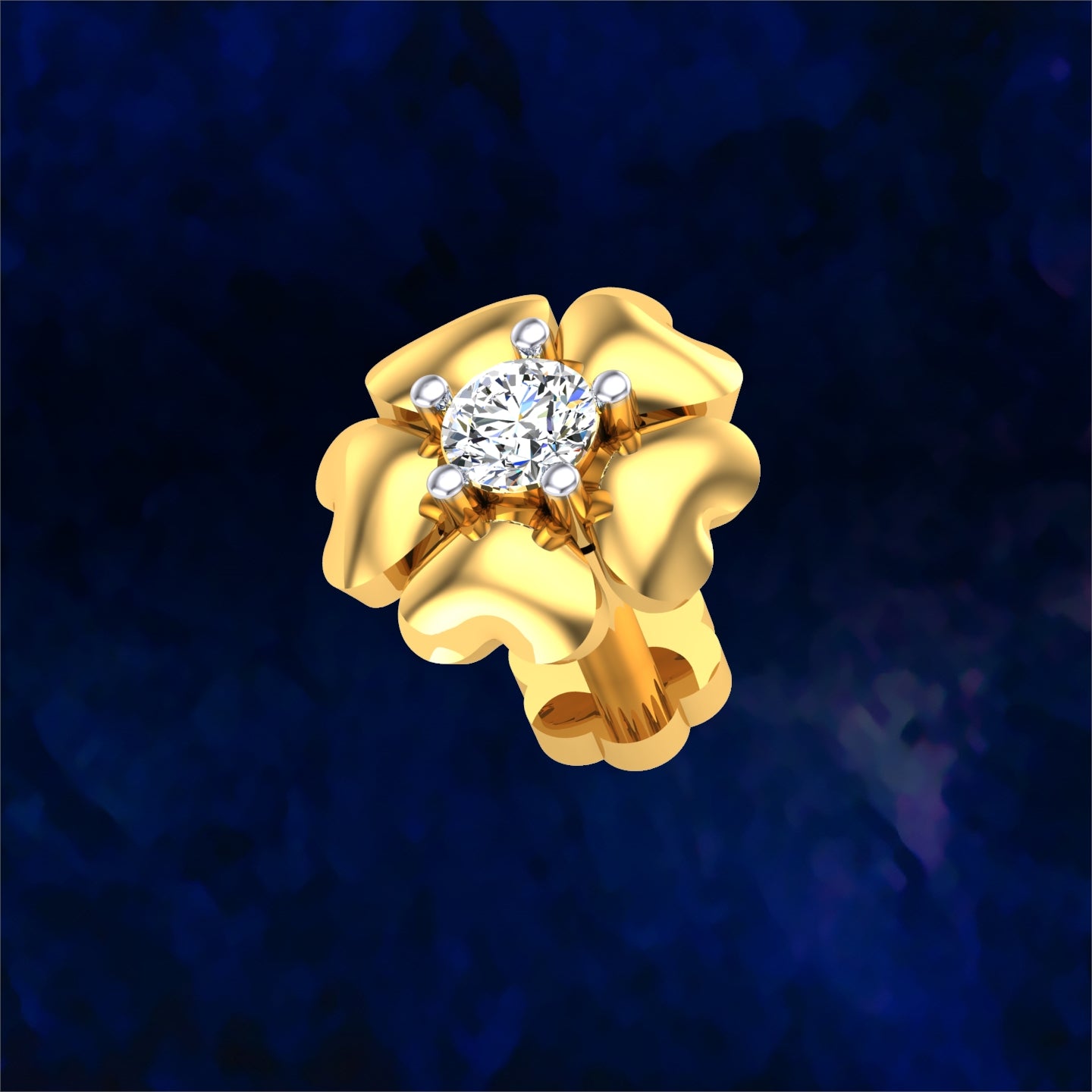 Golden Solitaire Blossom Nose Pin