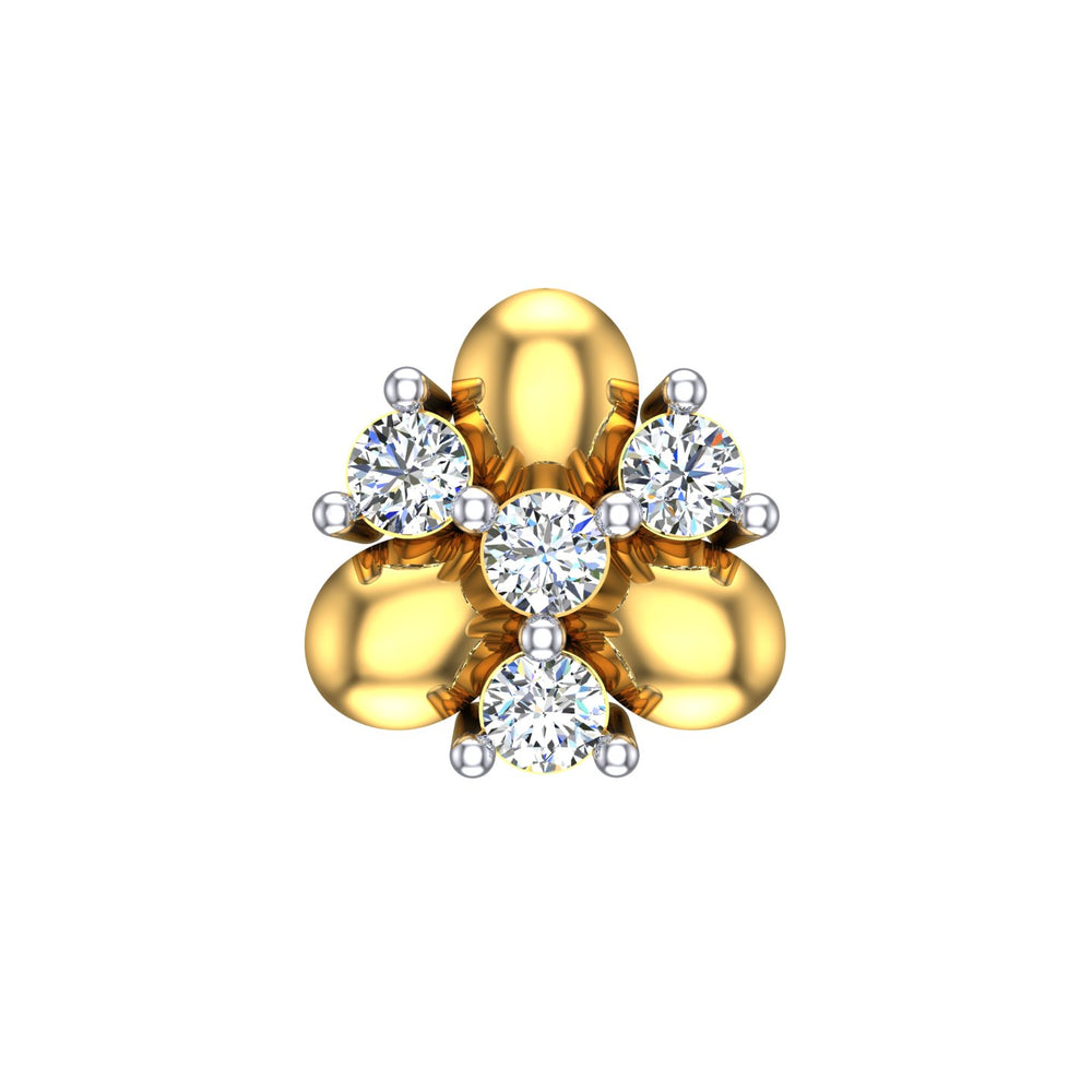 Golden Trillium Diamond Nose Pin