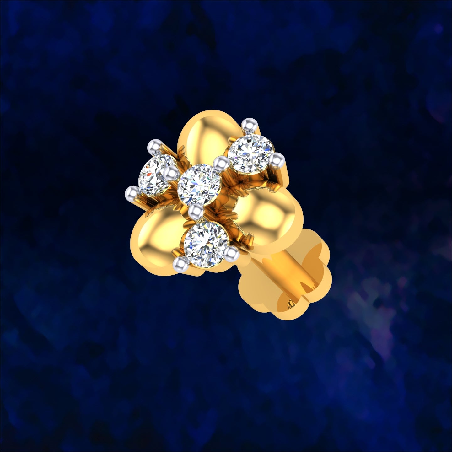 Golden Trillium Diamond Nose Pin
