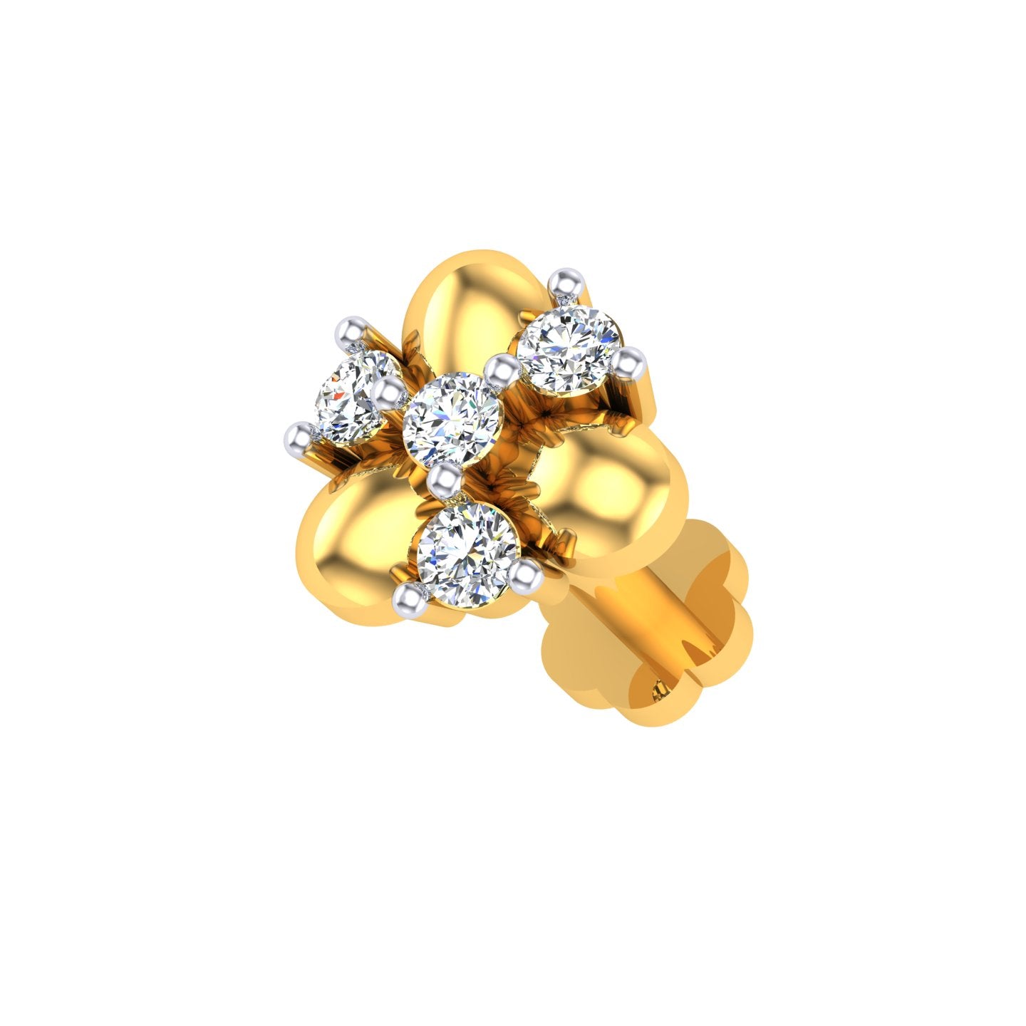 Golden Trillium Diamond Nose Pin