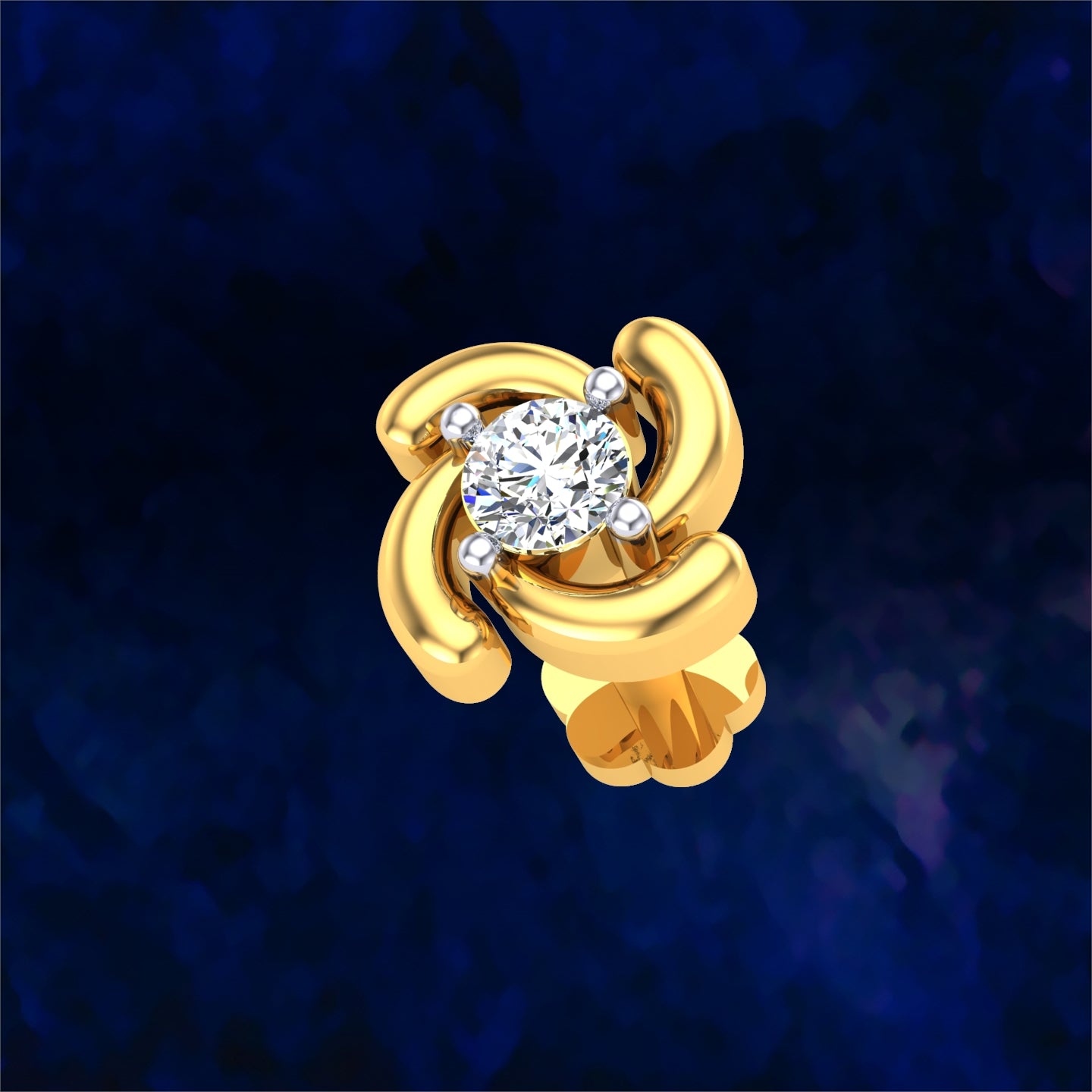 Radiant Vortex Solitaire Nose Pin