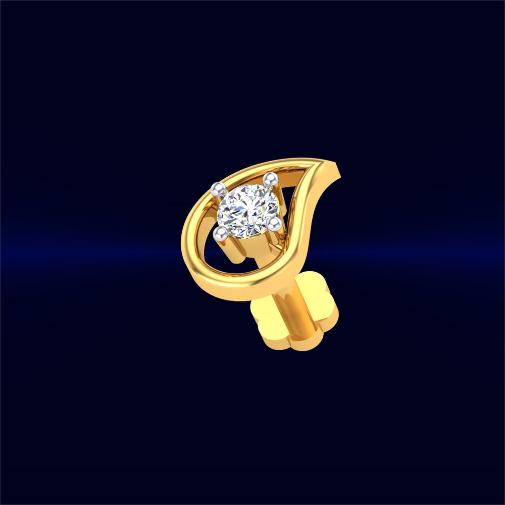 Golden Dewdrop Solitaire Nose Pin