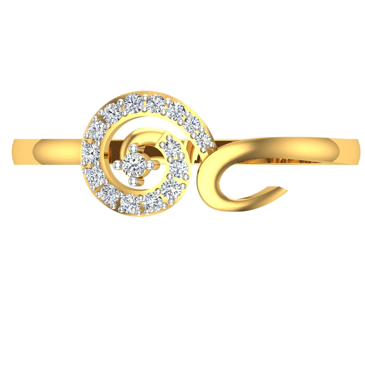 Swirl Spiral Halo Bypass Diamond Ring