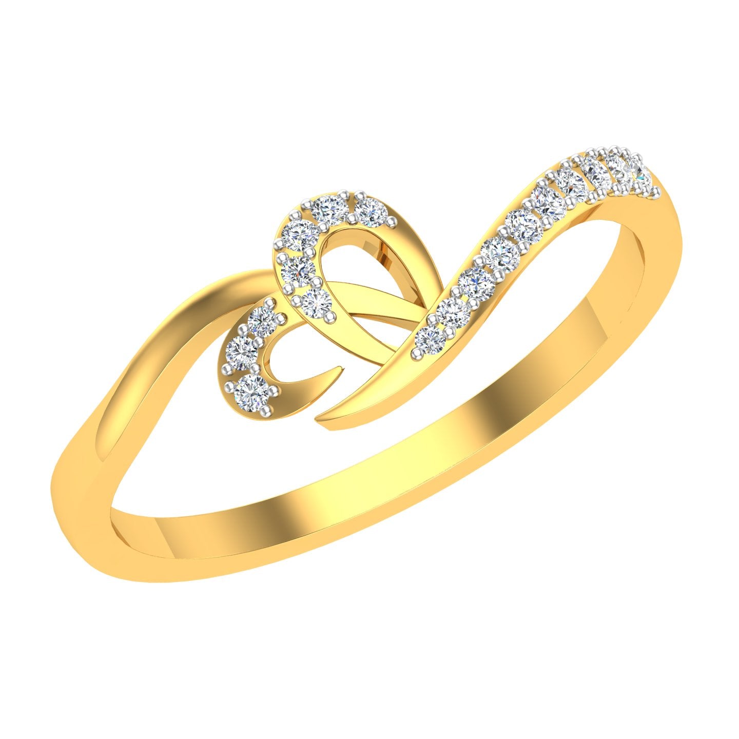 Asymmetrical Triple Wave Bypass Diamond Ring