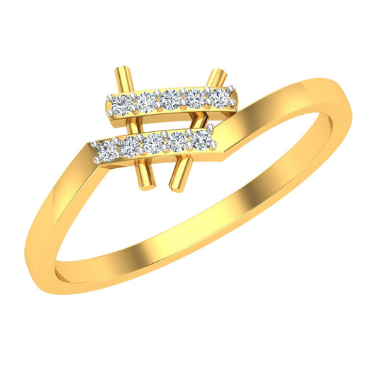 Geometric Dual-Tier Parallel Bar Bypass Diamond Ring