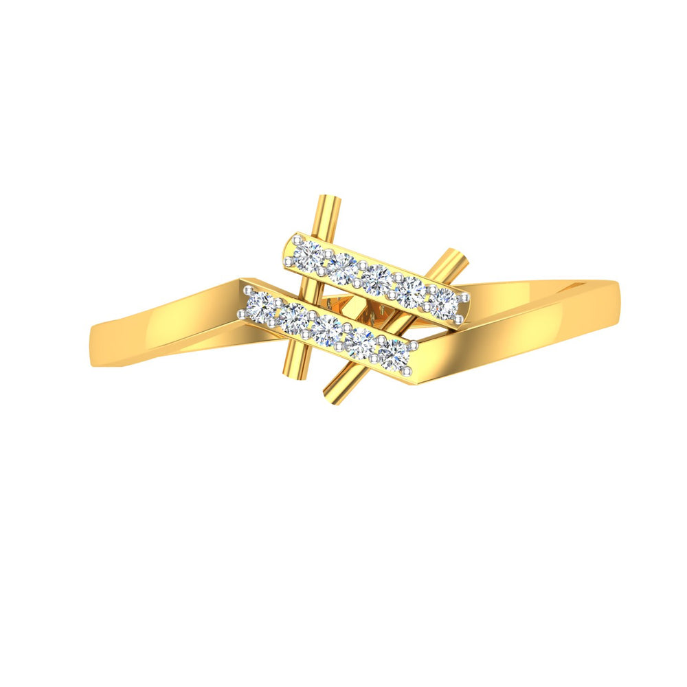 Geometric Dual-Tier Parallel Bar Bypass Diamond Ring
