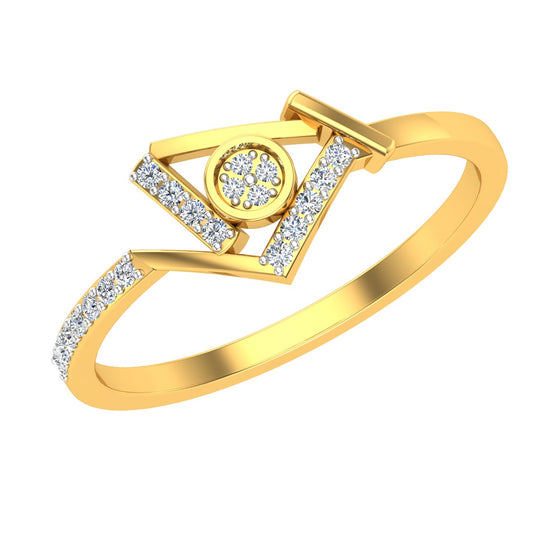 Abstract Geometric Medallion Bypass Diamond Ring