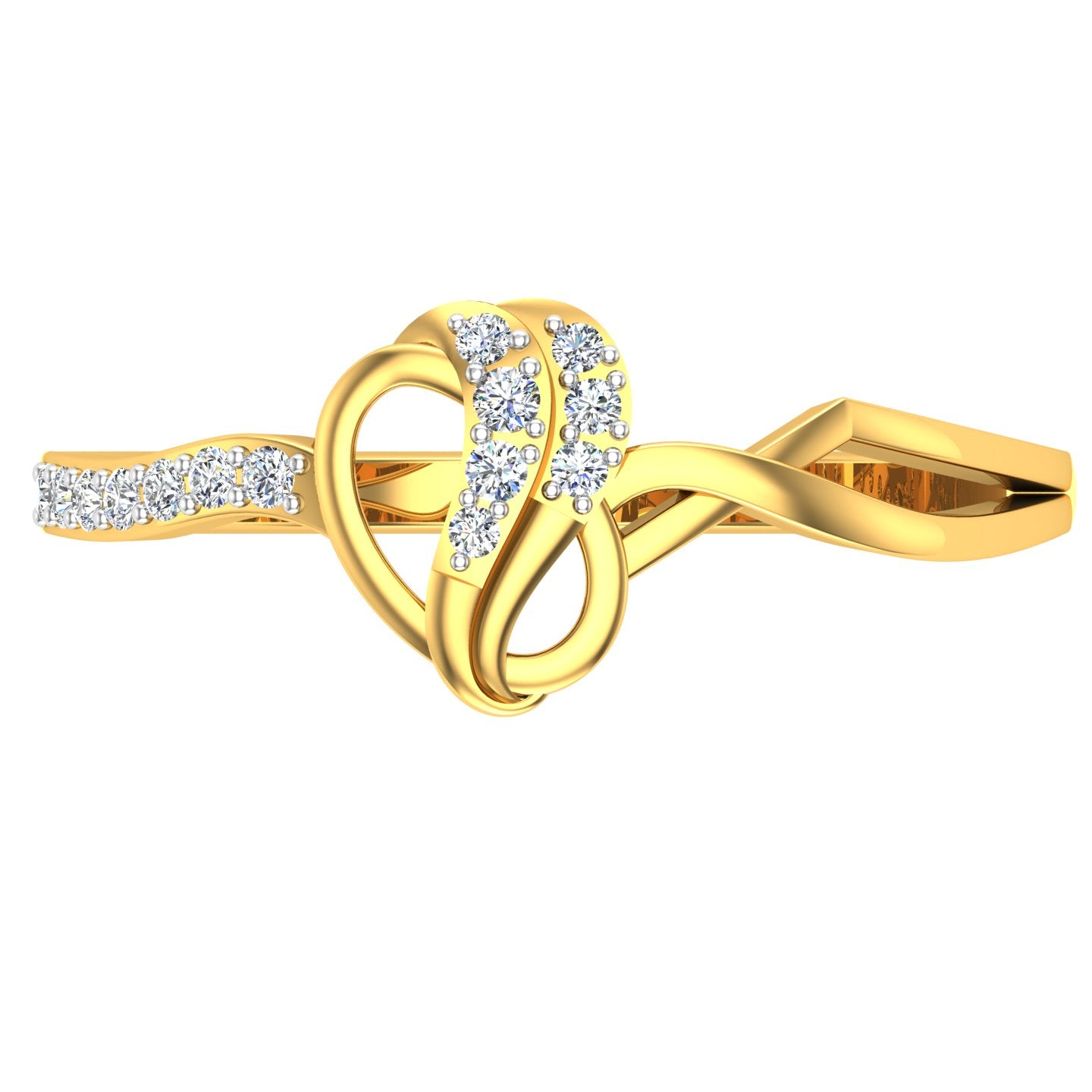 Asymmetrical Ganesha Motif Bypass Diamond Ring