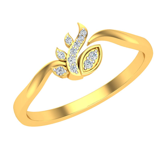 Asymmetrical Sprouting Leaf and Vine Bypass Diamond Ring
