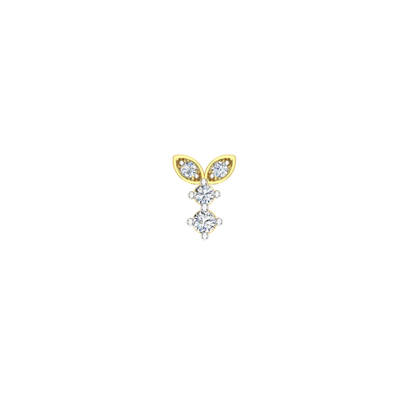 Twin Leaf Diamond Nose Pin