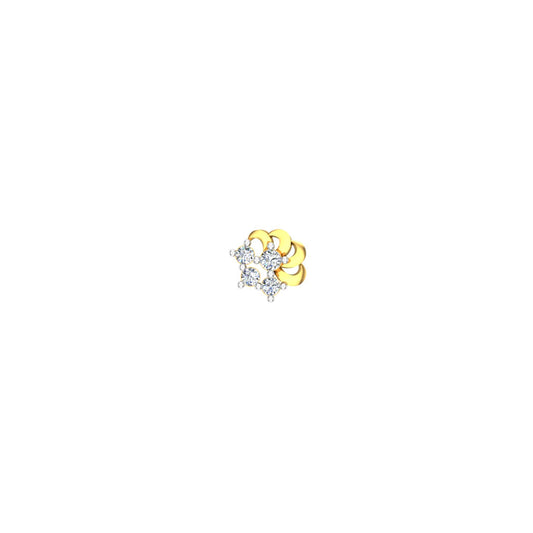 Golden Petal Diamond Nose Pin