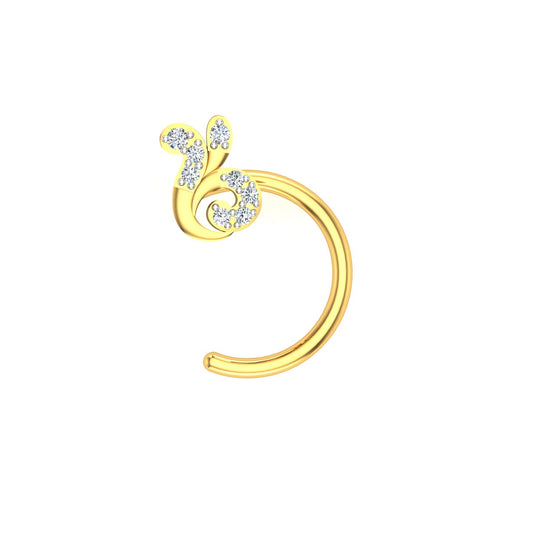 Heart Curve Diamond Nose Pin