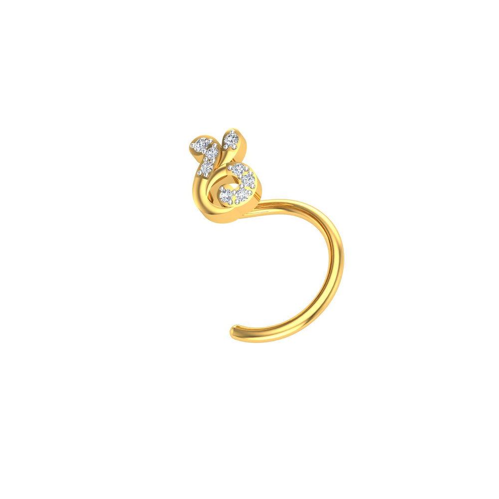 Heart Curve Diamond Nose Pin