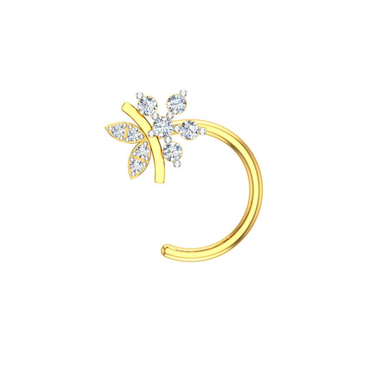 Golden Feather Diamond Nose Pin
