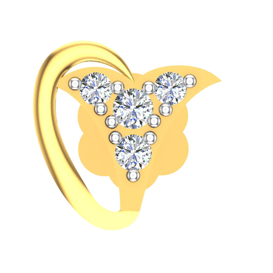 Golden Wave Diamond Nose Pin