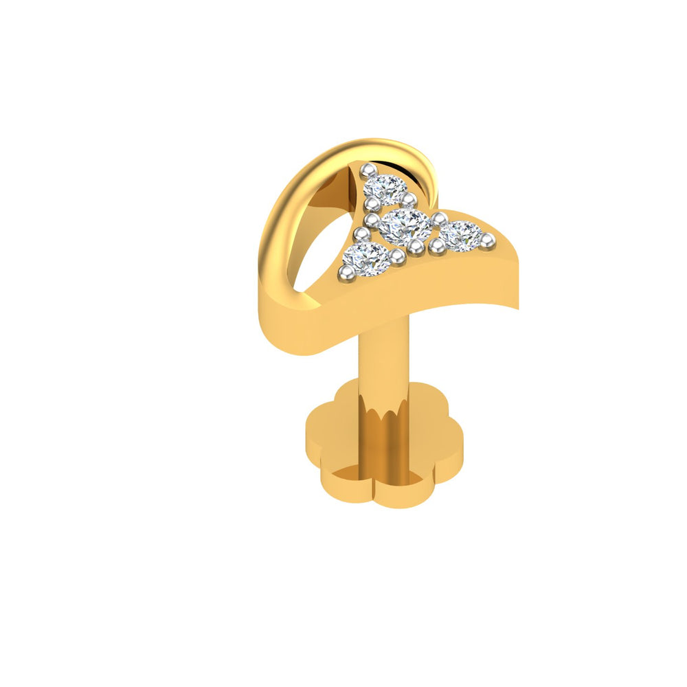 Golden Wave Diamond Nose Pin