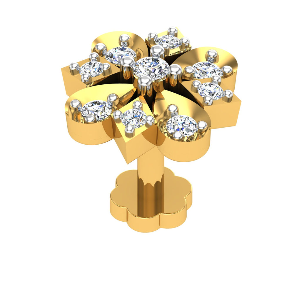 Moon Petal Diamond Nose Pin