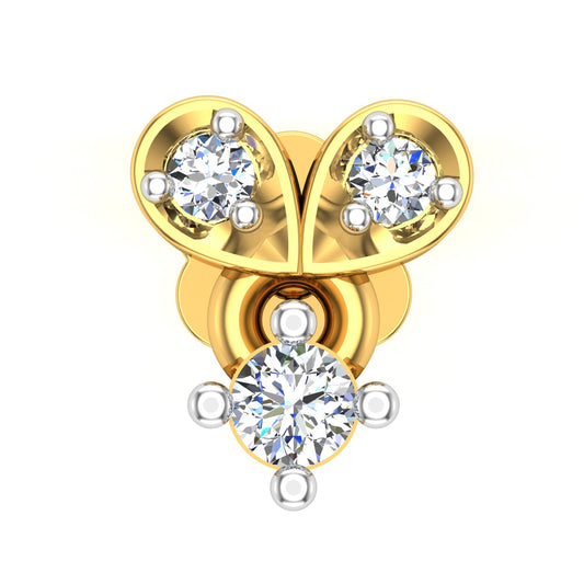 Twin Heart Drop Diamond Nose Pin
