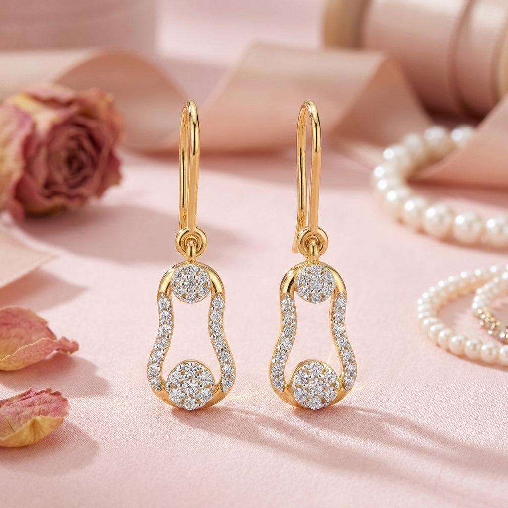 Dual Circle Diamond Hanging Drops