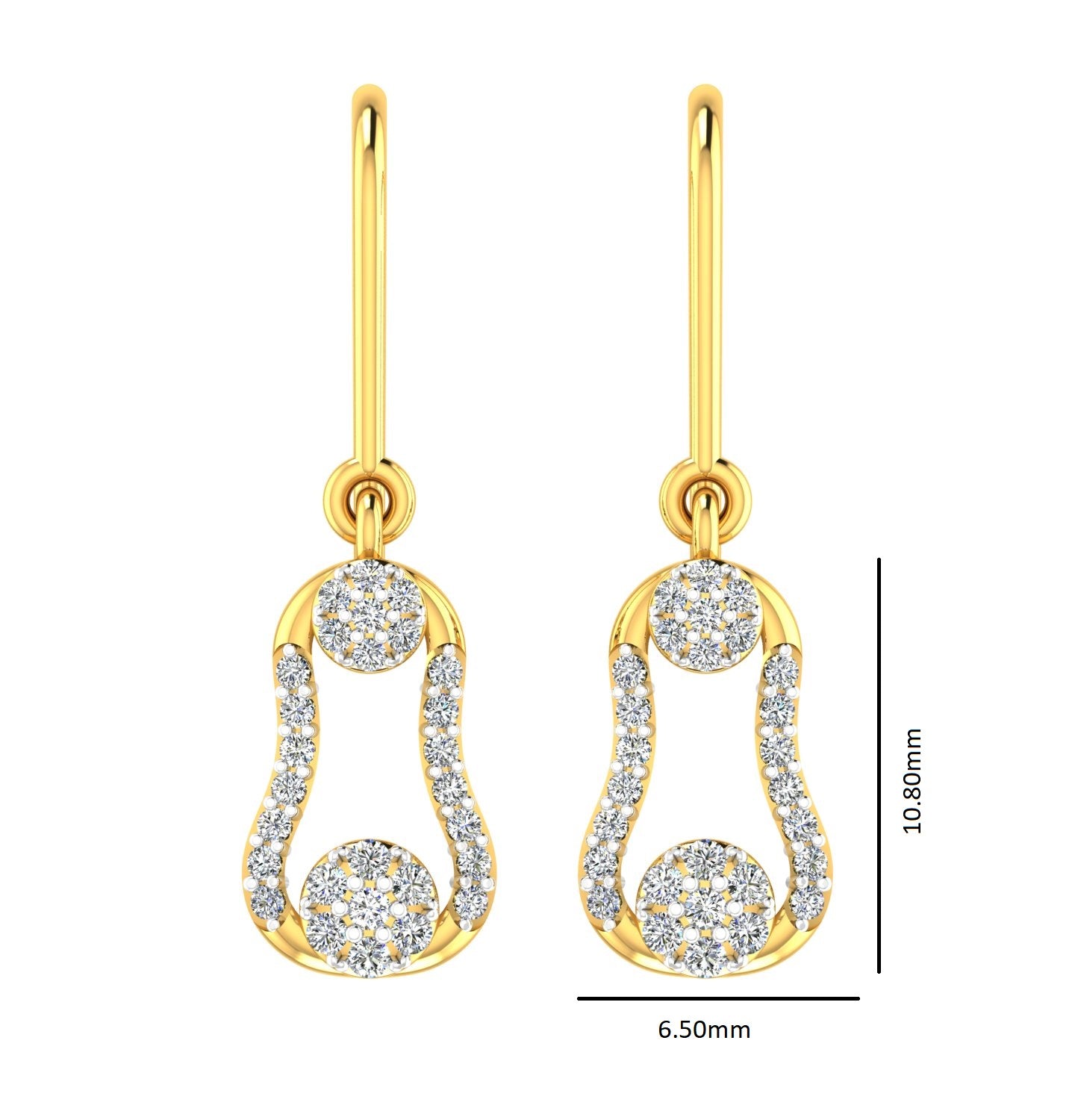 Dual Circle Diamond Hanging Drops