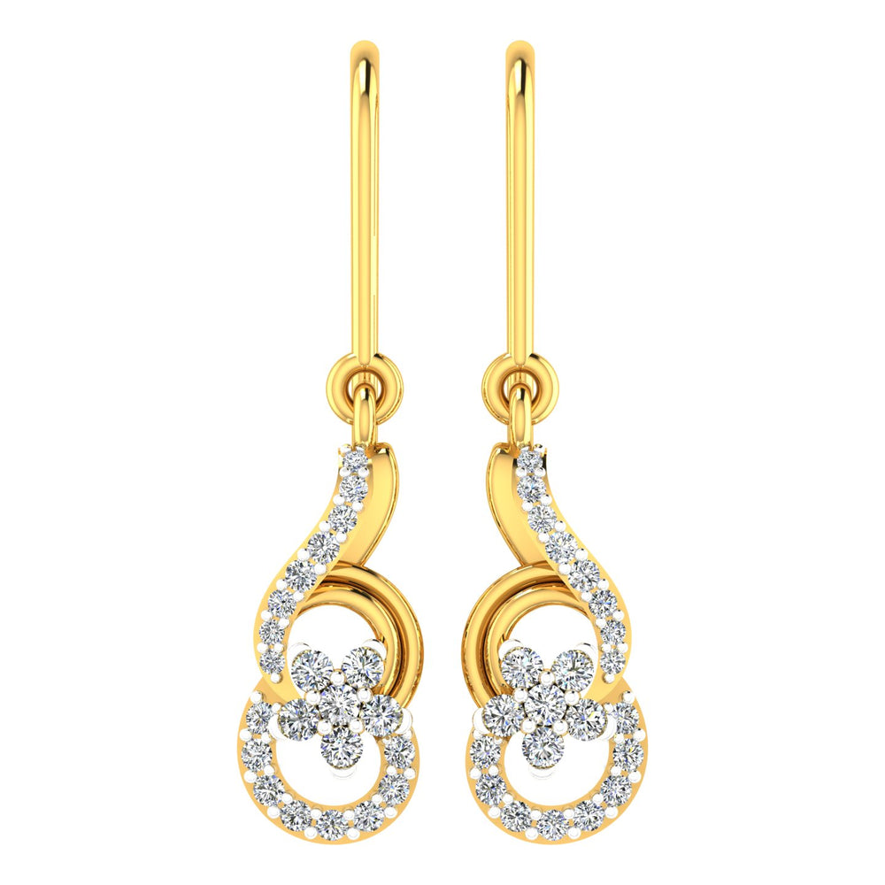 Floral Swirl Diamond Hanging Drops