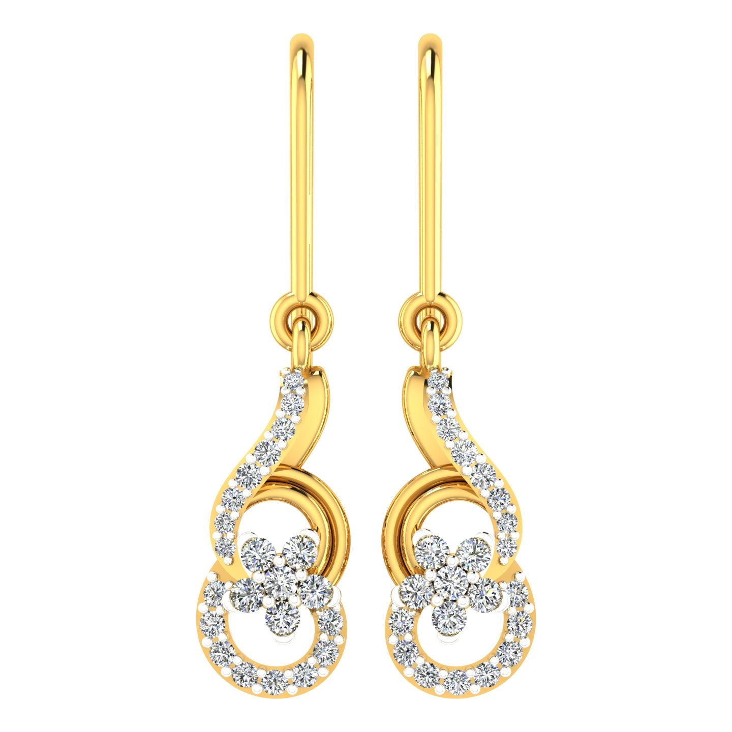 Floral Swirl Diamond Hanging Drops