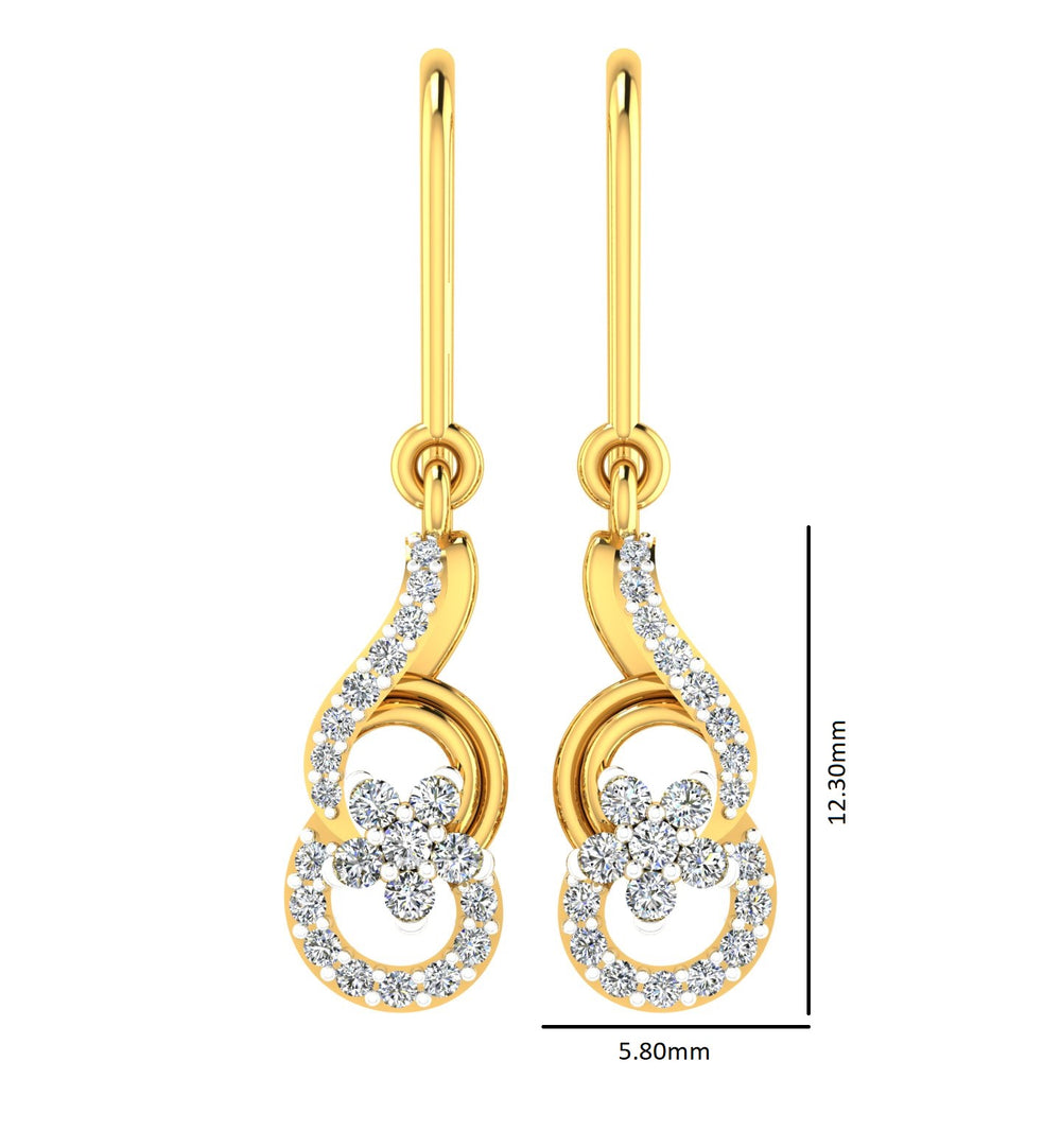 Floral Swirl Diamond Hanging Drops